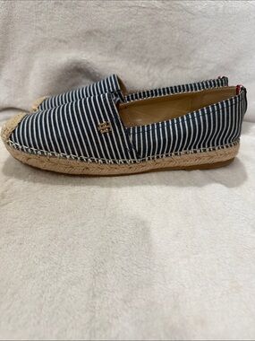 Tommy Hilfiger Navy and White Striped Espadrille Loafers